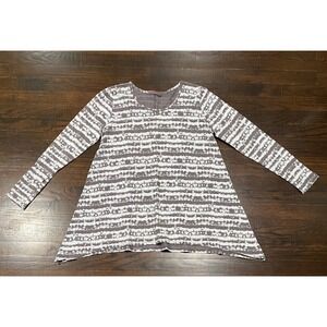 Fresh Produce Cotton Shark Bite Hem Gray White X-Small/Small Long Sleeve Tunic
